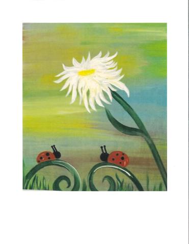 flower and ladybugs on branches