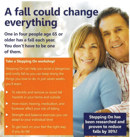 Adult couple with description of fall prevention program 