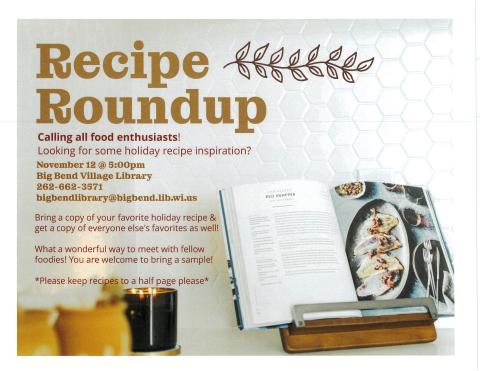 Cookbook on stand with description of program